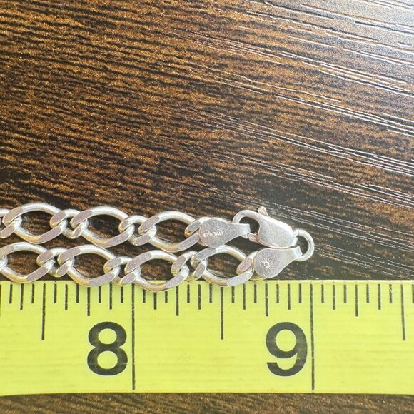 VTG Solid Sterling Silver 925 Figaro Link Chain Necklace Size 18" Length - Picture 10 of 13